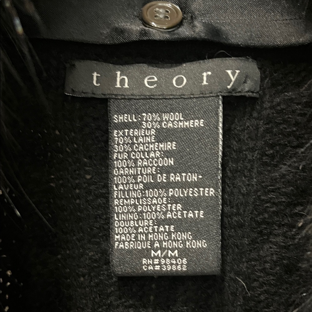 Theory Black Wool-Cashmere Blend Cardigan with Removable Faux Fur Collar - Picture 2 of 8